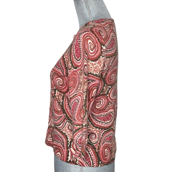 Talbots Cardigan Women L Petite Merino Wool Button Up Swirl Casual Core Cruise - Picture 2 of 10